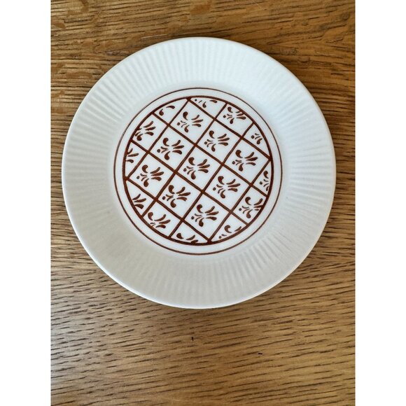 4 Vintage Homer Laughlin Sheffield Scandia Brown Fleur De Lis 6.25" Plates - Picture 4 of 7